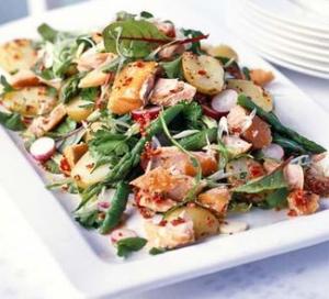 Image for Hot-smoked salmon salad with chilli lemon dressing